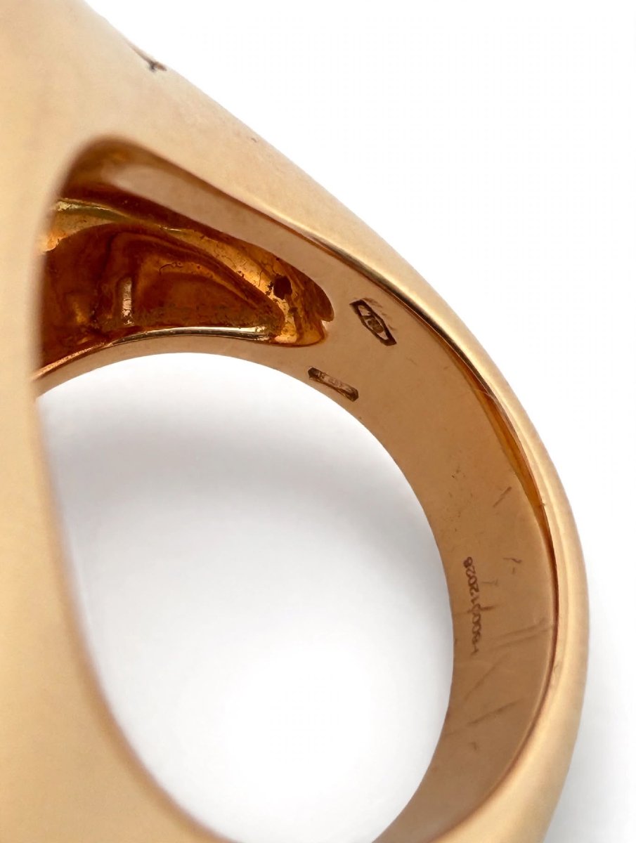 Bague en or 18Kt Pomellato modèle Victoria Jet sculpté à la main et diamant latéral-photo-3
