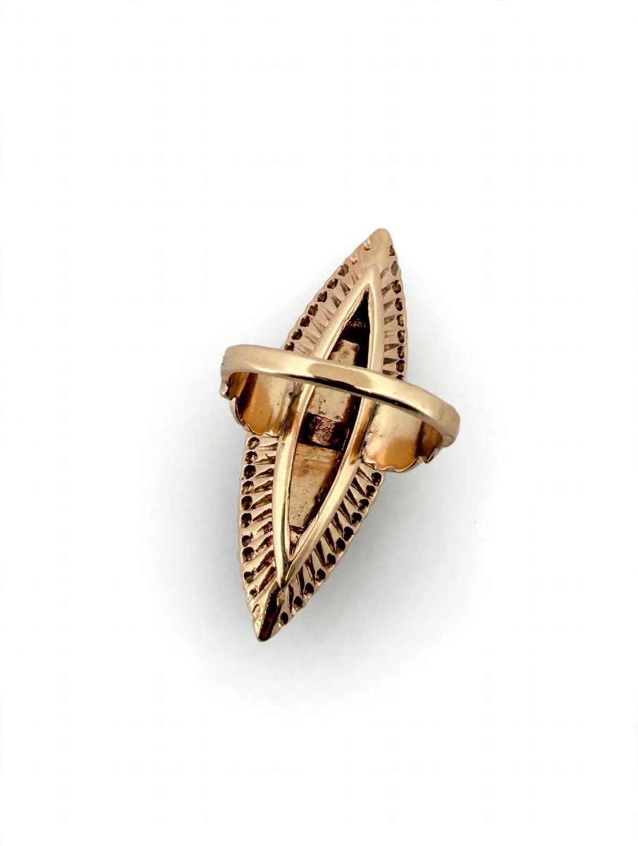 Vittoriano Gold Navette Ring With Diamonds-photo-2