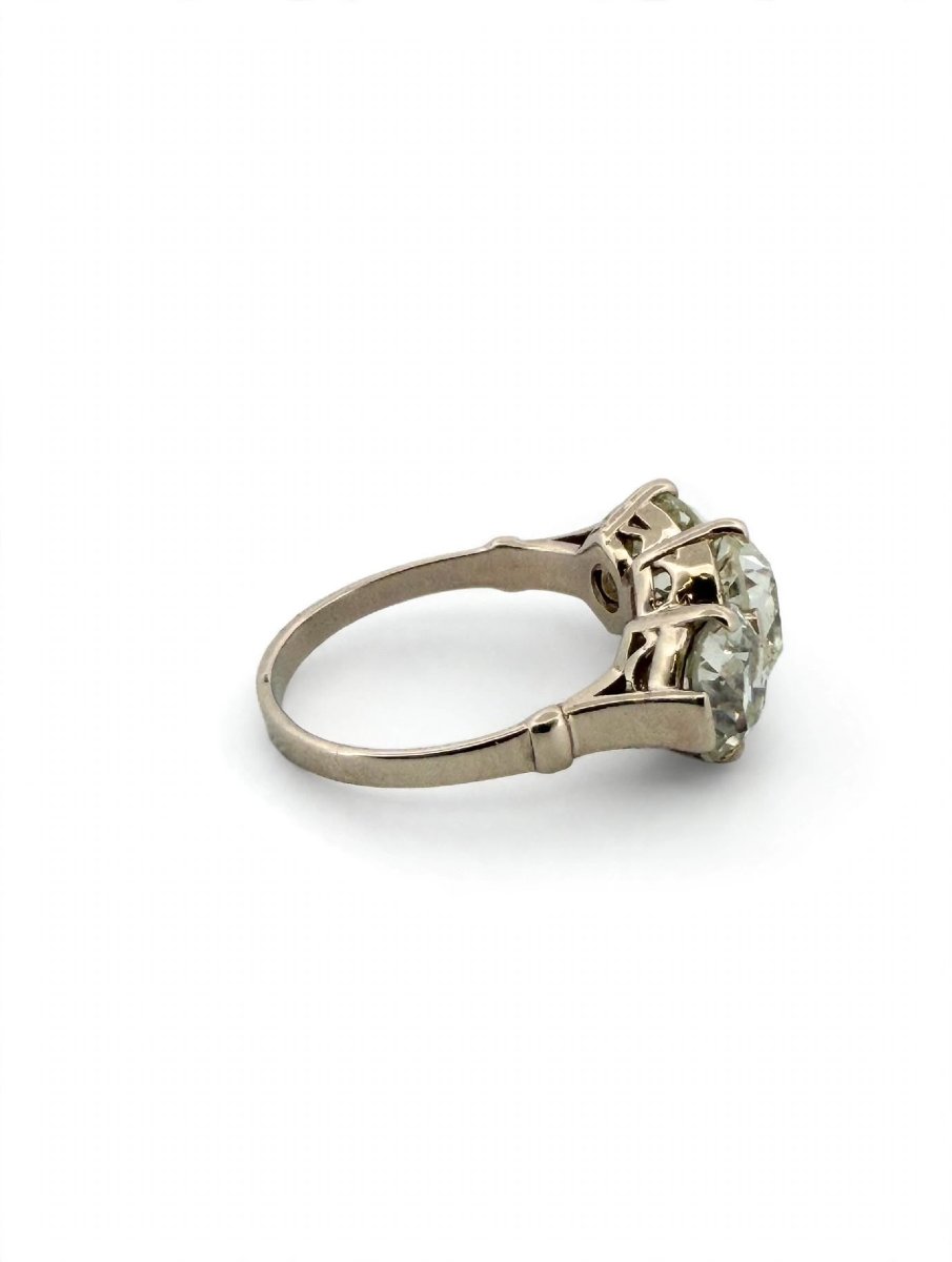 Art Deco Trilogy Ring With Old-cut Diamonds In 18k White Gold-photo-1