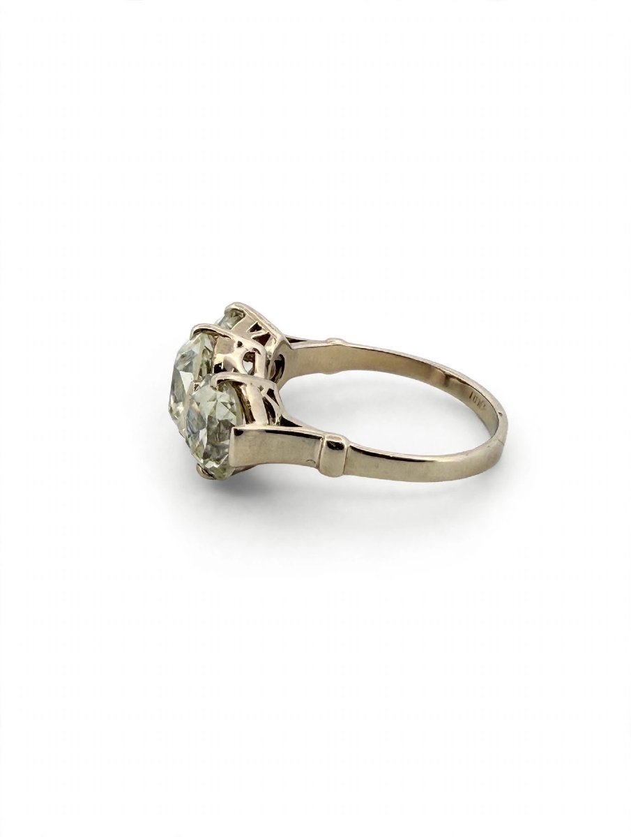 Art Deco Trilogy Ring With Old-cut Diamonds In 18k White Gold-photo-3