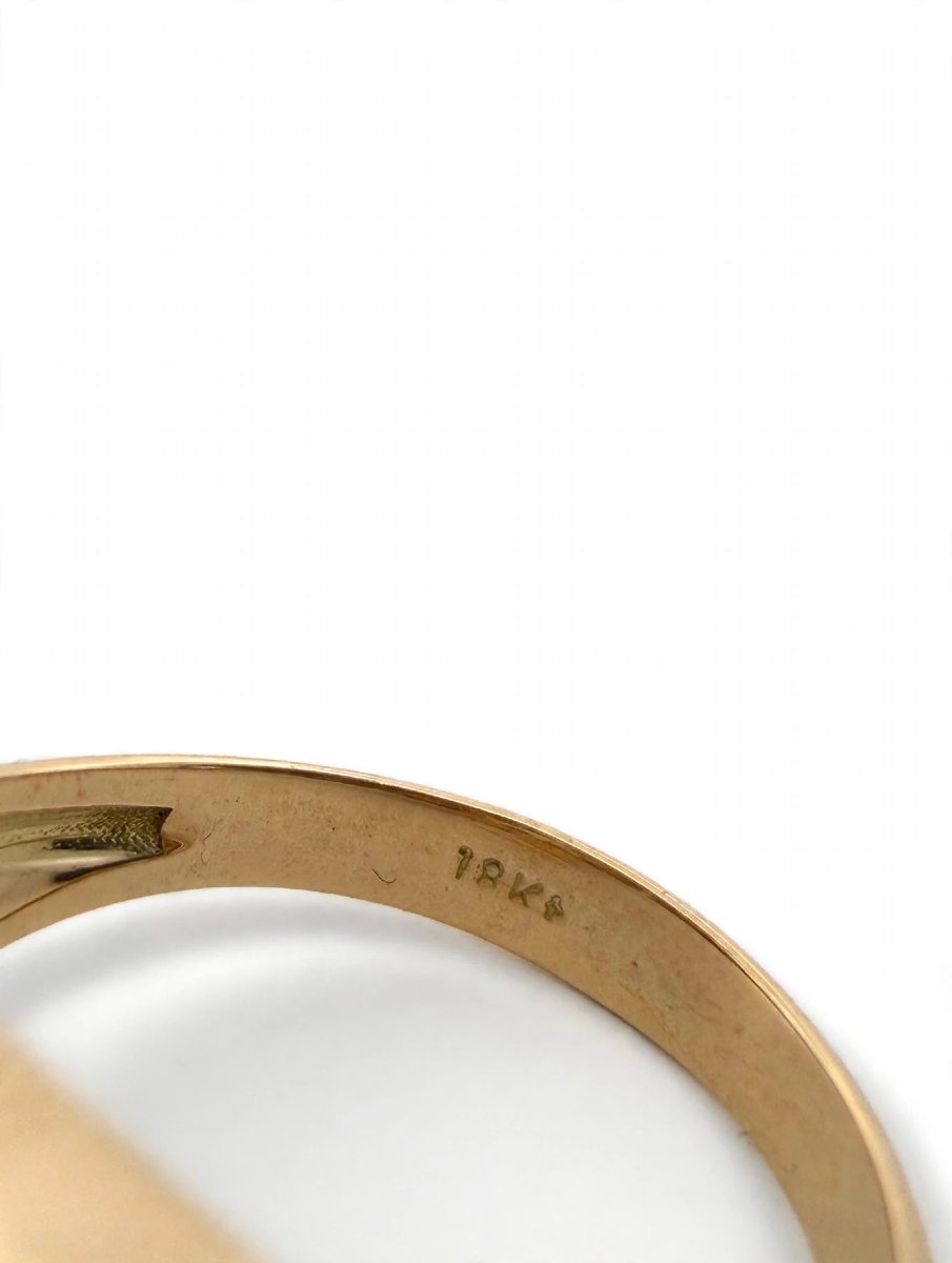 Bague Vintage en or jaune 18Kt avec diamant Old Cut-photo-3