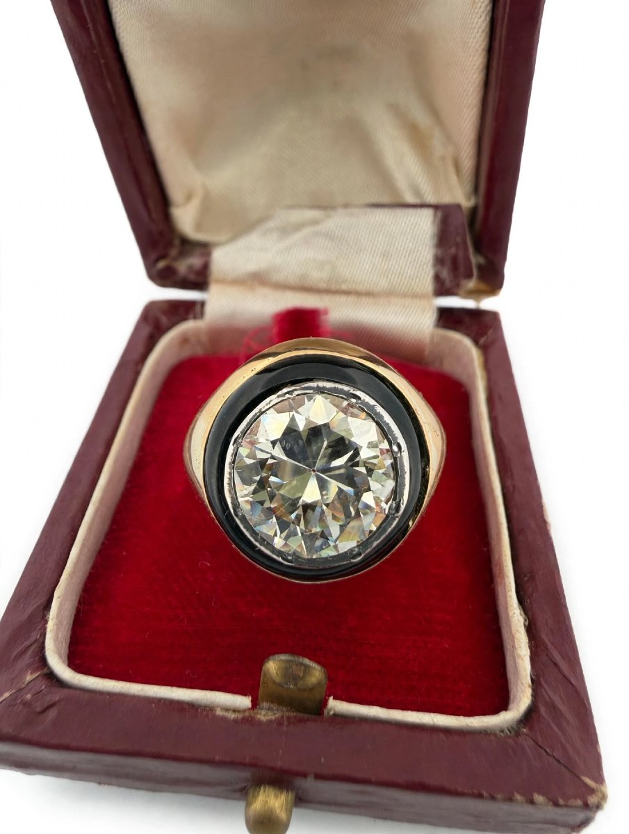 Bague Vintage en or jaune 18Kt avec diamant Old Cut