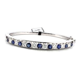 18kt White Gold Hard Bracelet With Sapphires And Diamonds