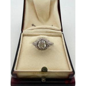 Bague Art déco en platine avec diamants