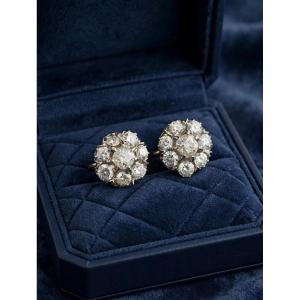 Boucles d’oreilles vintage en platine avec diamants