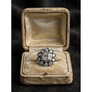 Antique Rosetta Ring With Old Mine Diamonds, Approx. 2.60 Ct