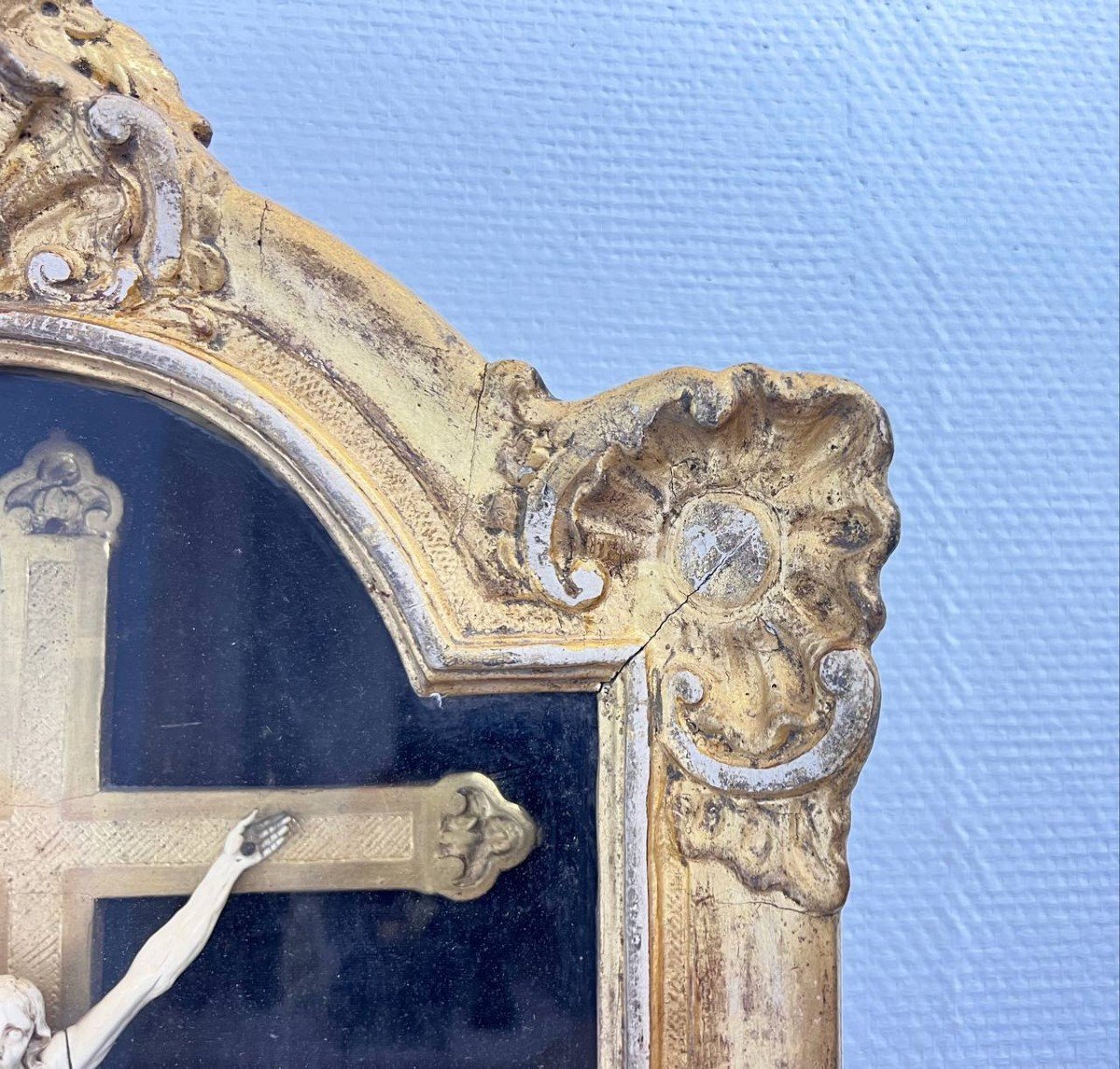 Ivory Christ In Gilded Frame, 18th Century-photo-4