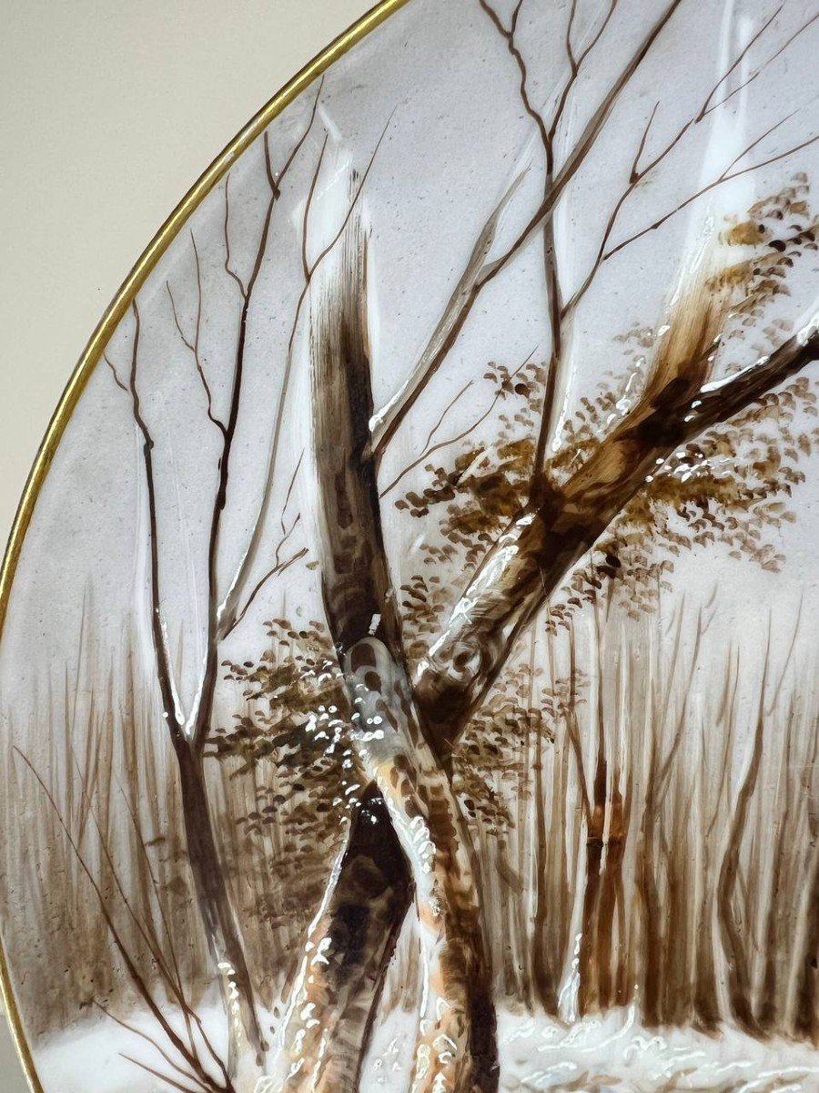 Limoges Porcelain Plate Entirely Hand Painted.-photo-3