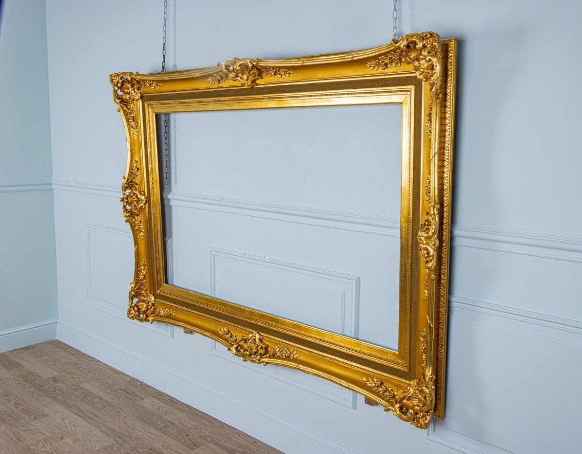 Large Napoleon Period Frame In Golden Wood -photo-2