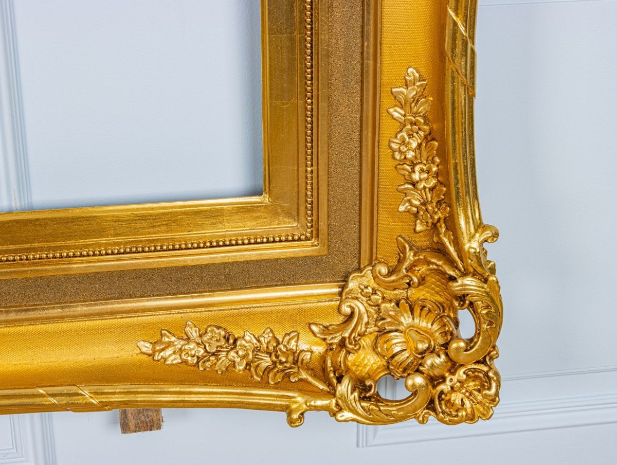 Large Napoleon Period Frame In Golden Wood -photo-3