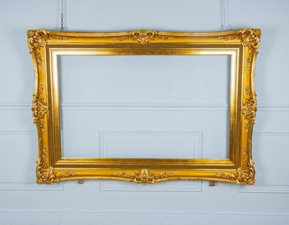 Large Napoleon Period Frame In Golden Wood -photo-4
