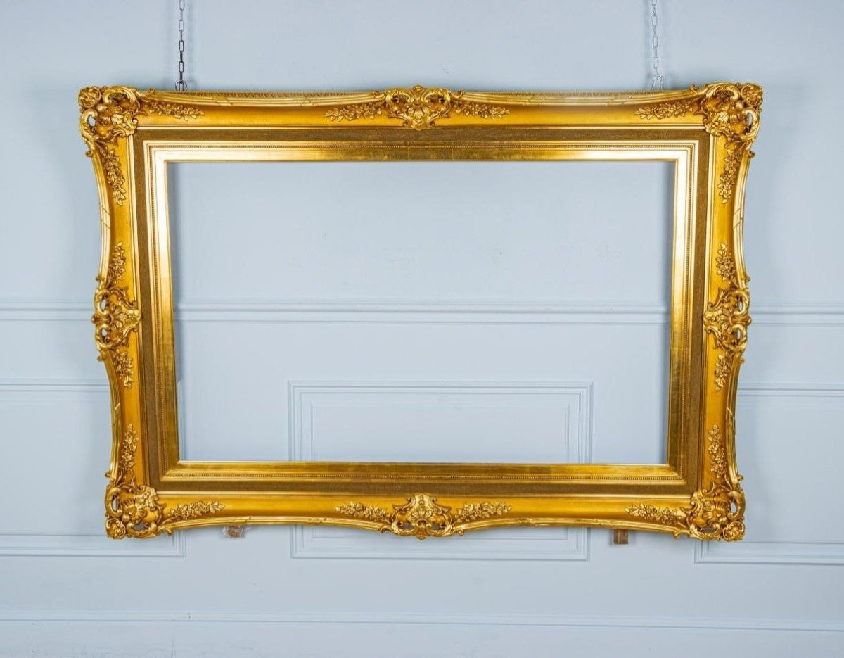 Grand Cadre D’époque Napoléon En Bois Doré -photo-4