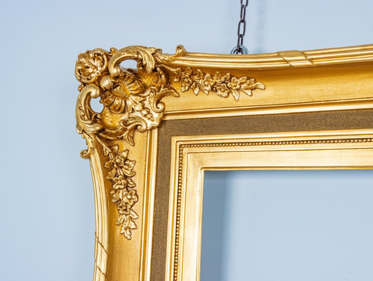 Large Napoleon Period Frame In Golden Wood -photo-3