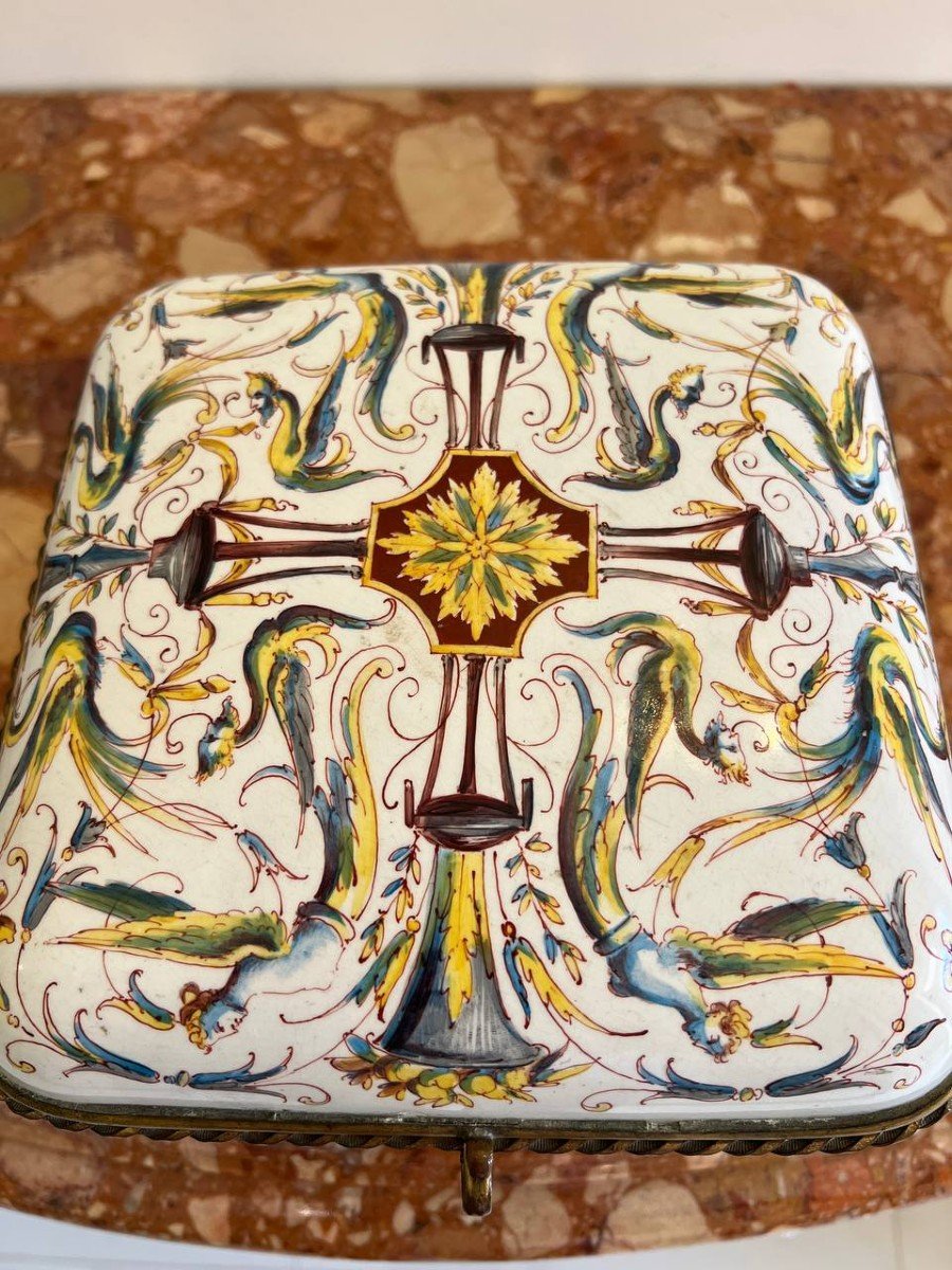 Earthenware Jewelry Box 1867 "from Creil Et Montereau"-photo-4