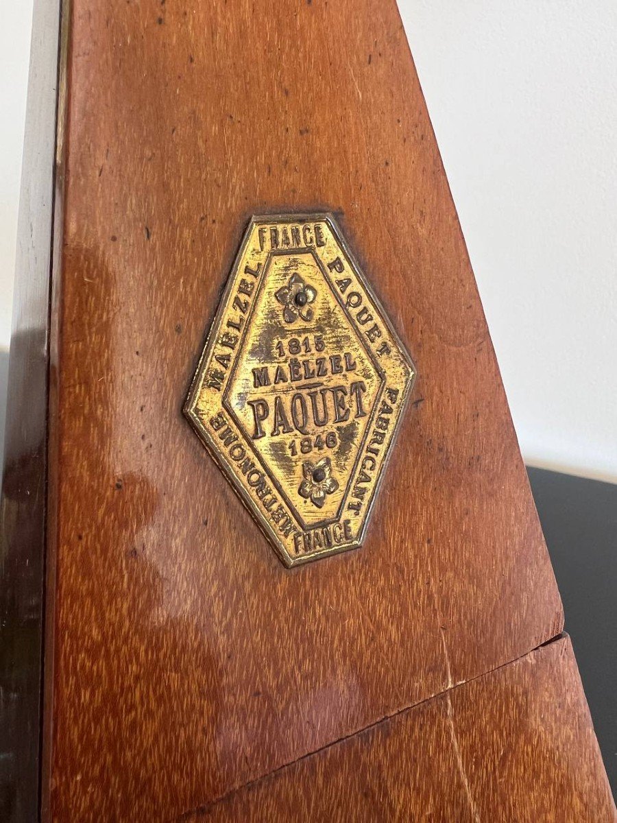 Old French Metronome In Wooden Box By Maëlzel Paquet, 1900-photo-3