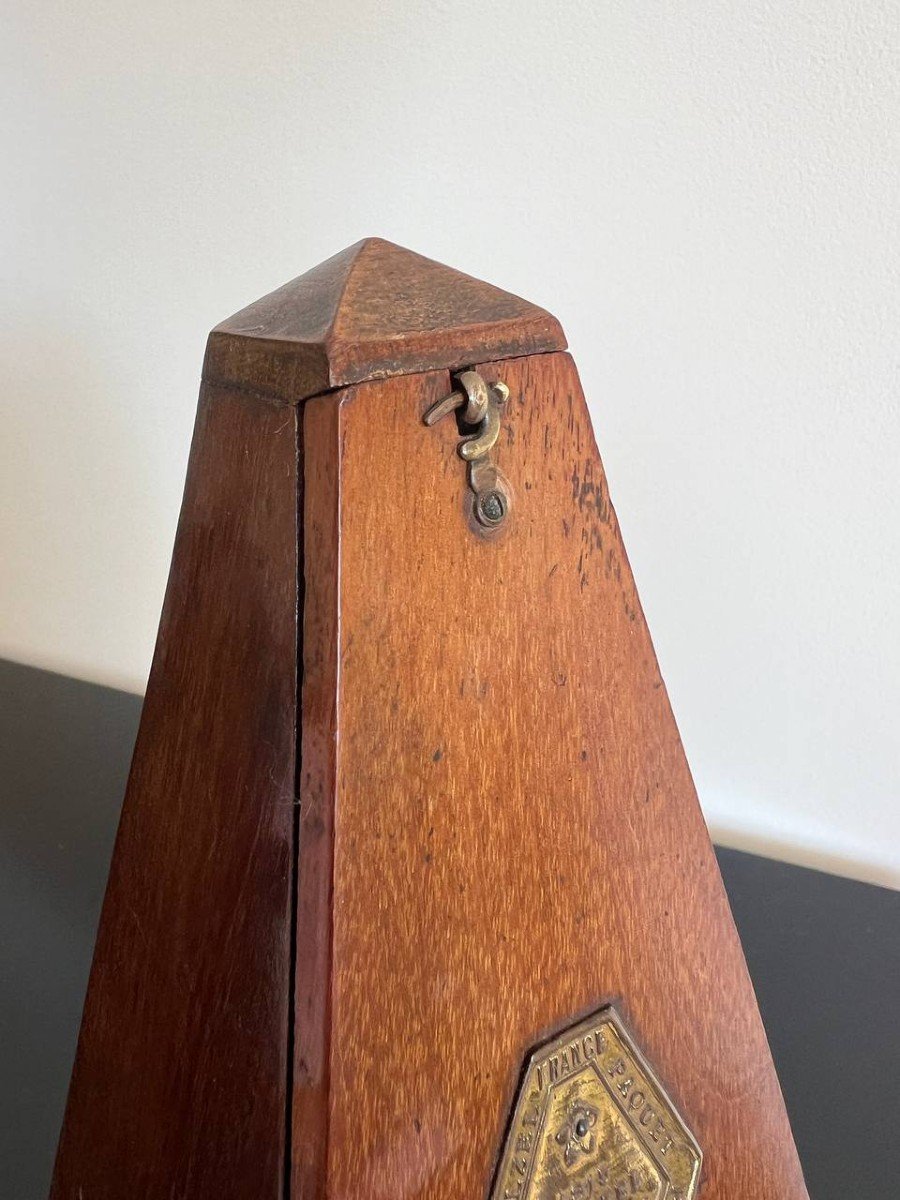 Old French Metronome In Wooden Box By Maëlzel Paquet, 1900-photo-4