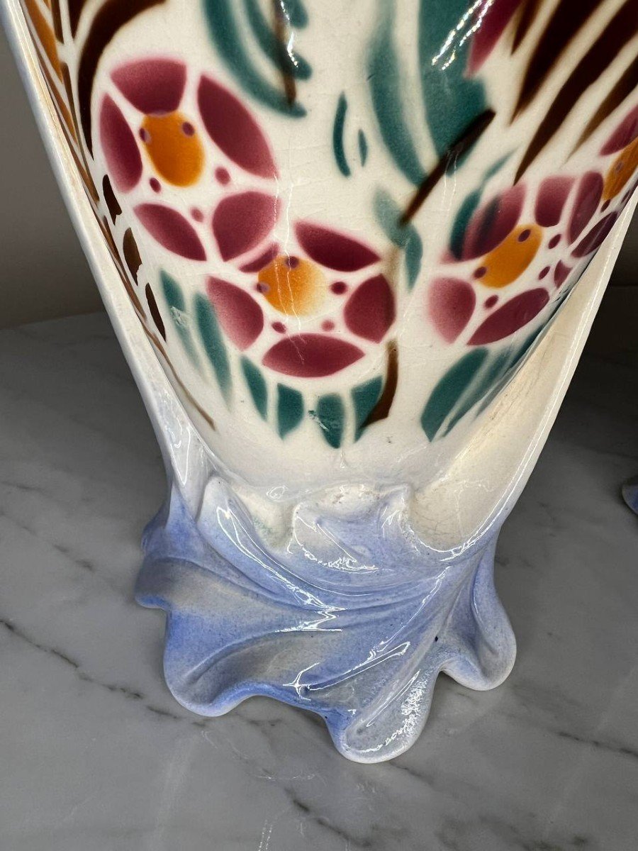 Vase Ancien En Céramique Vintage Epoque Art Deco-photo-1