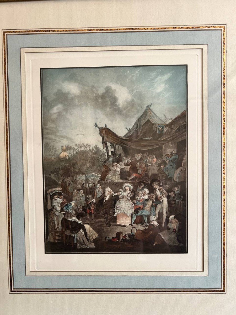 After Philibert-louis Debucourt Paris, 1755-1832 And The Bride's Minuet, Color Engraving-photo-4