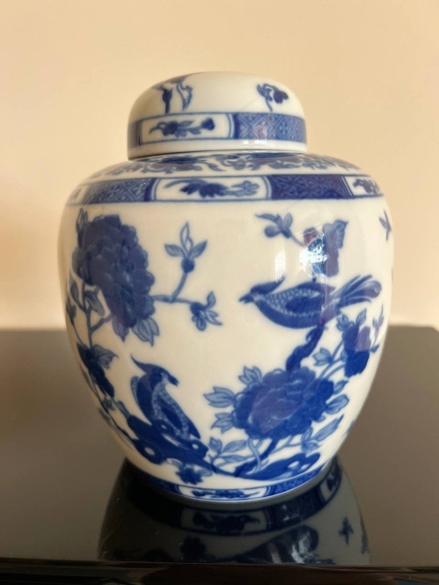 Bernardaud, Limoges Ginger Pot In Enameled Porcelain With Chinese Style Decor. 20th Century