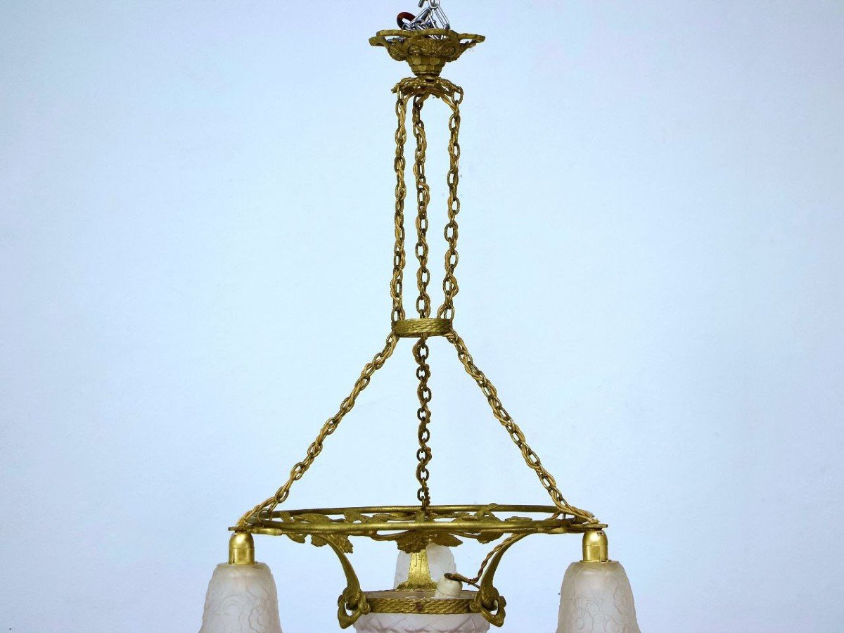 French Art Deco Chandelier-photo-3
