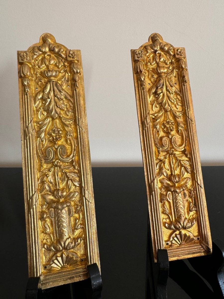 Plaques De Porte Décoratives Antiques En Bronze Doré-photo-2