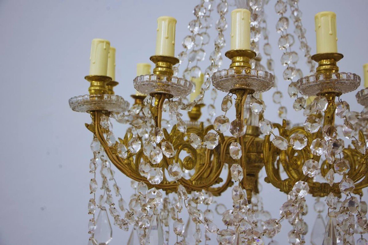 Mid-19th Century Bronze And Crystal Chandelier-photo-1