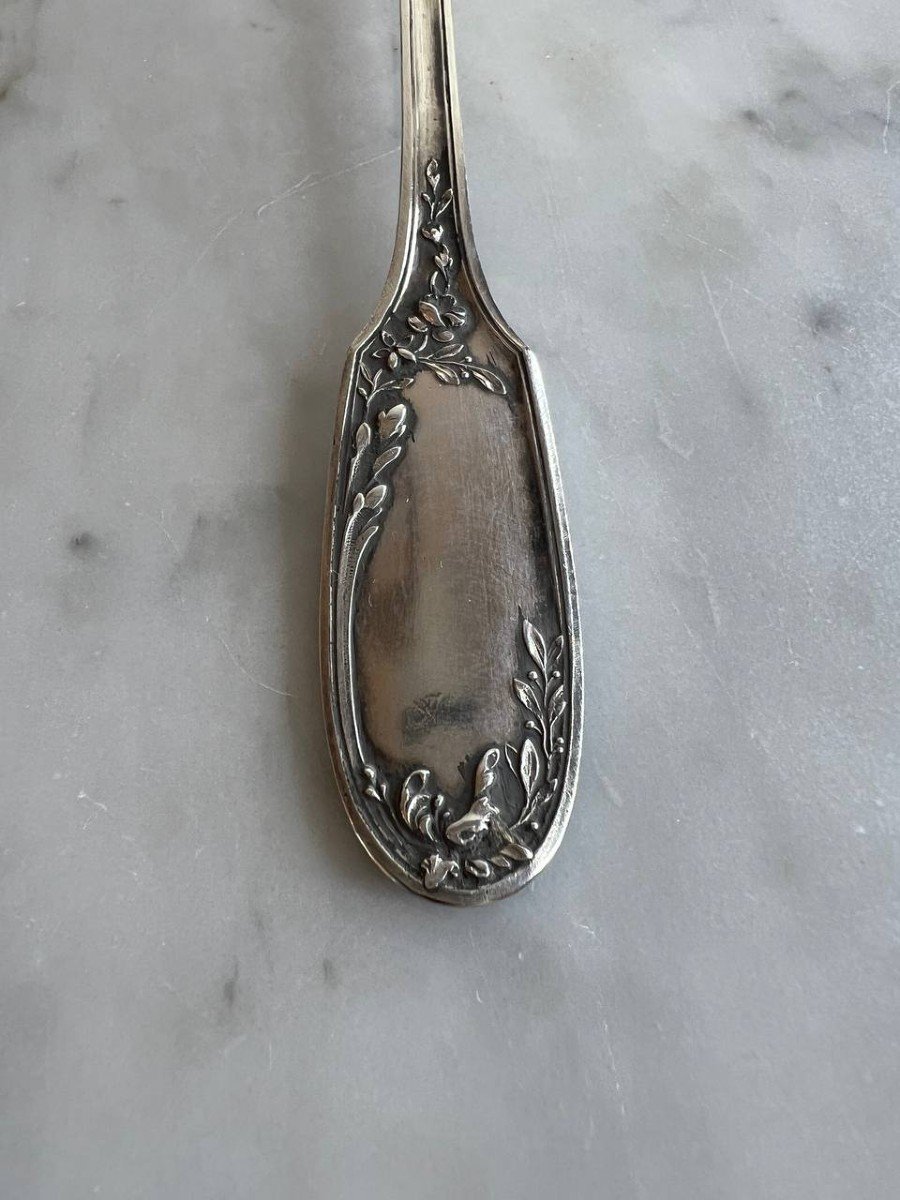 Orfevre Doutre Roussel Claude 1895, Cuillere A Saupoudrer, Pelle, Spatule Argent Minerve-photo-2