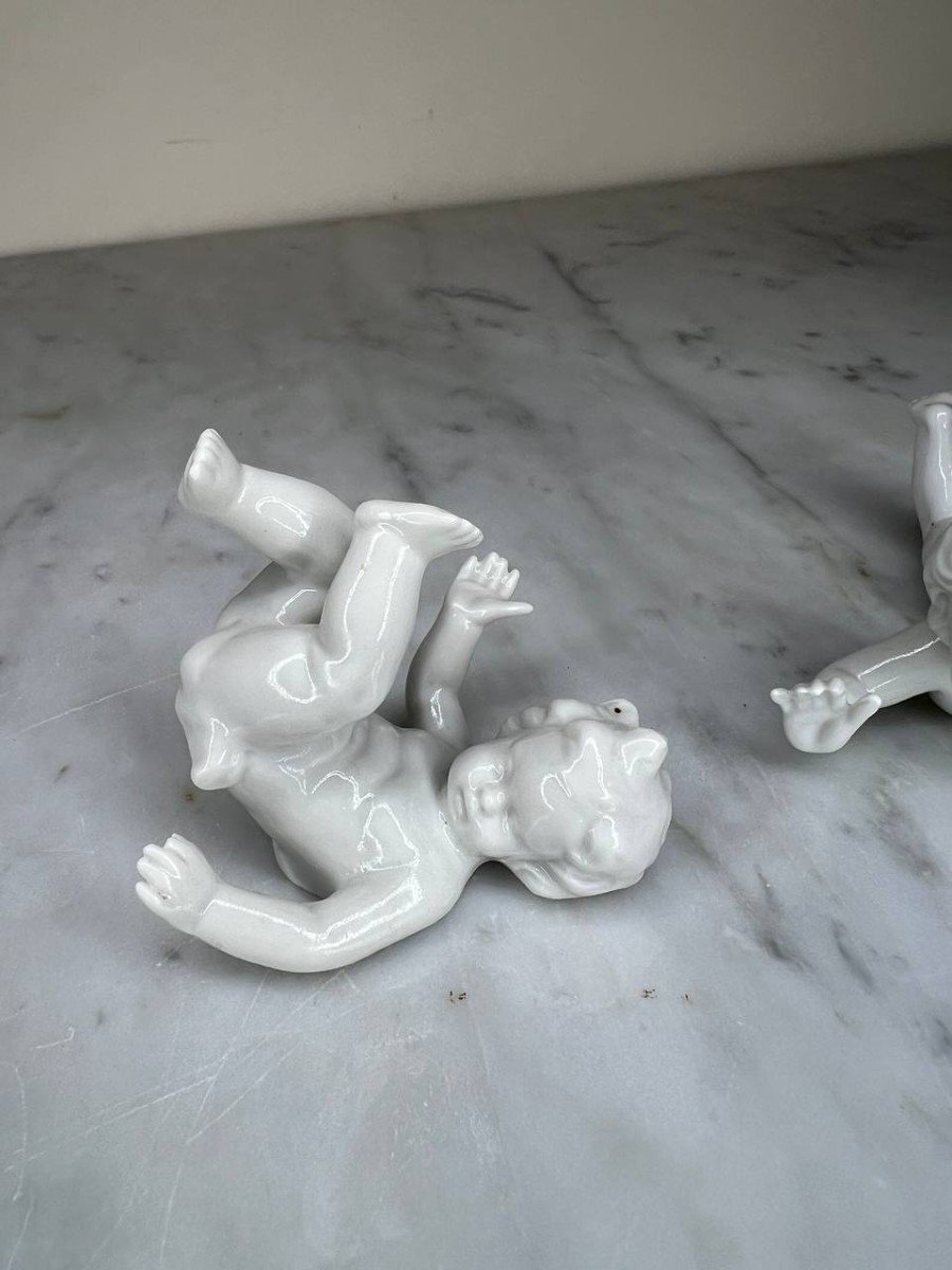 Capodimonte Sujets En Porcelaine Enfants Puttis-photo-3