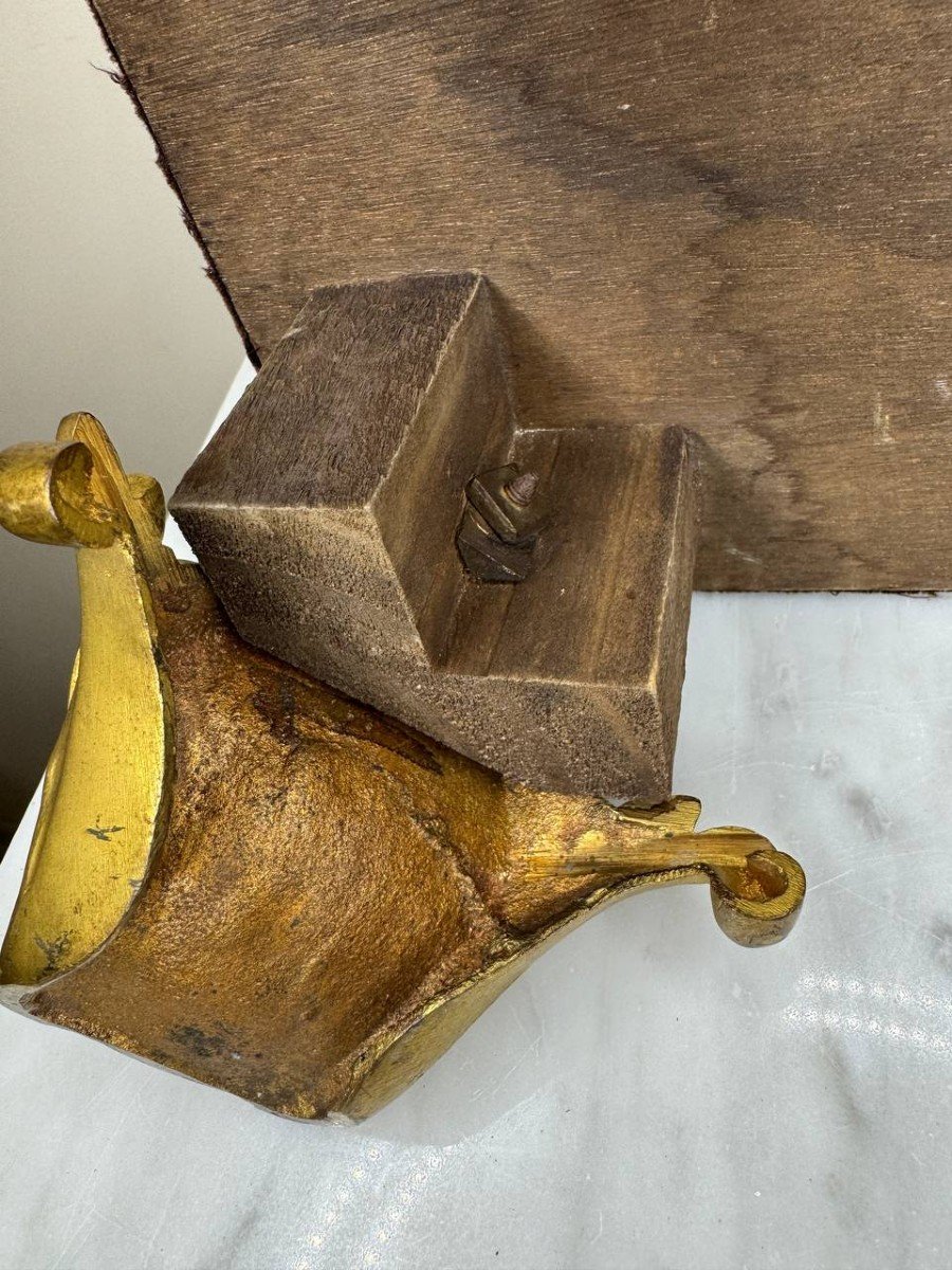 Antique Lectern Or Portable Lectern In Wood And Gilded Bronze-photo-4