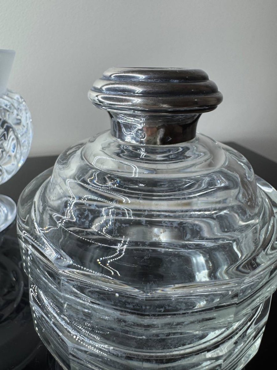 Art Deco Bottle In Cut Crystal And Sterling Silver-photo-2
