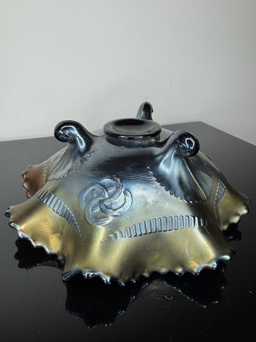 Northwood Wishbone Pattern Amethyst Carnival Glass-photo-4