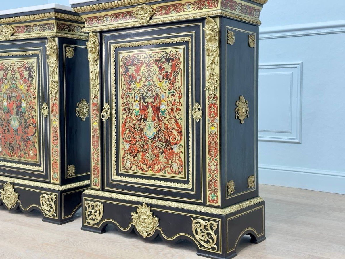 Pair Of Napoleon III Sideboards In Boulle Marquetry.-photo-2