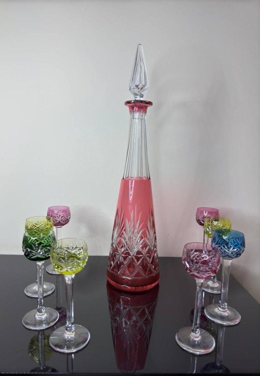  Carafe And Digestive, Port Or Liqueur Glasses In Crystal