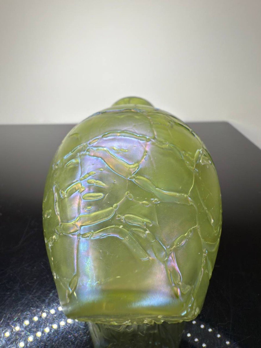 Petit Vase En Verre Craquelé Vert Irisé Kralik-photo-8