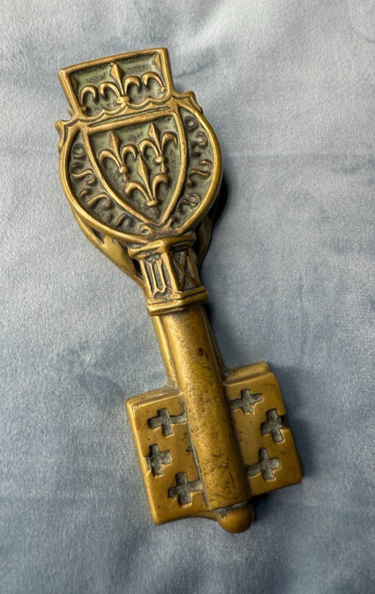 Pince à Courrier En Bronze, Objet De Bureau Signé Max Leverrier: Clef Louis XII-photo-3
