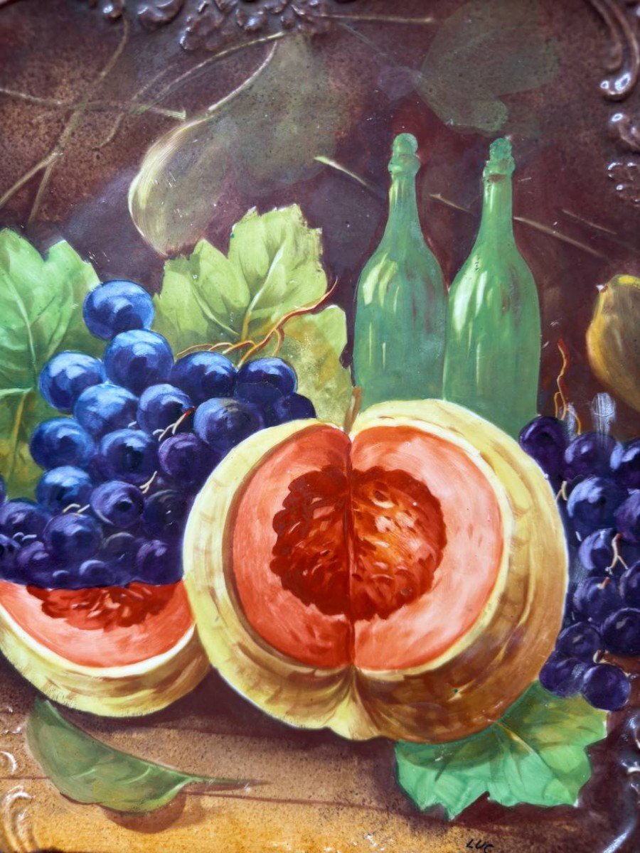 Large Porcelain Dish With Fruit Decor-photo-2