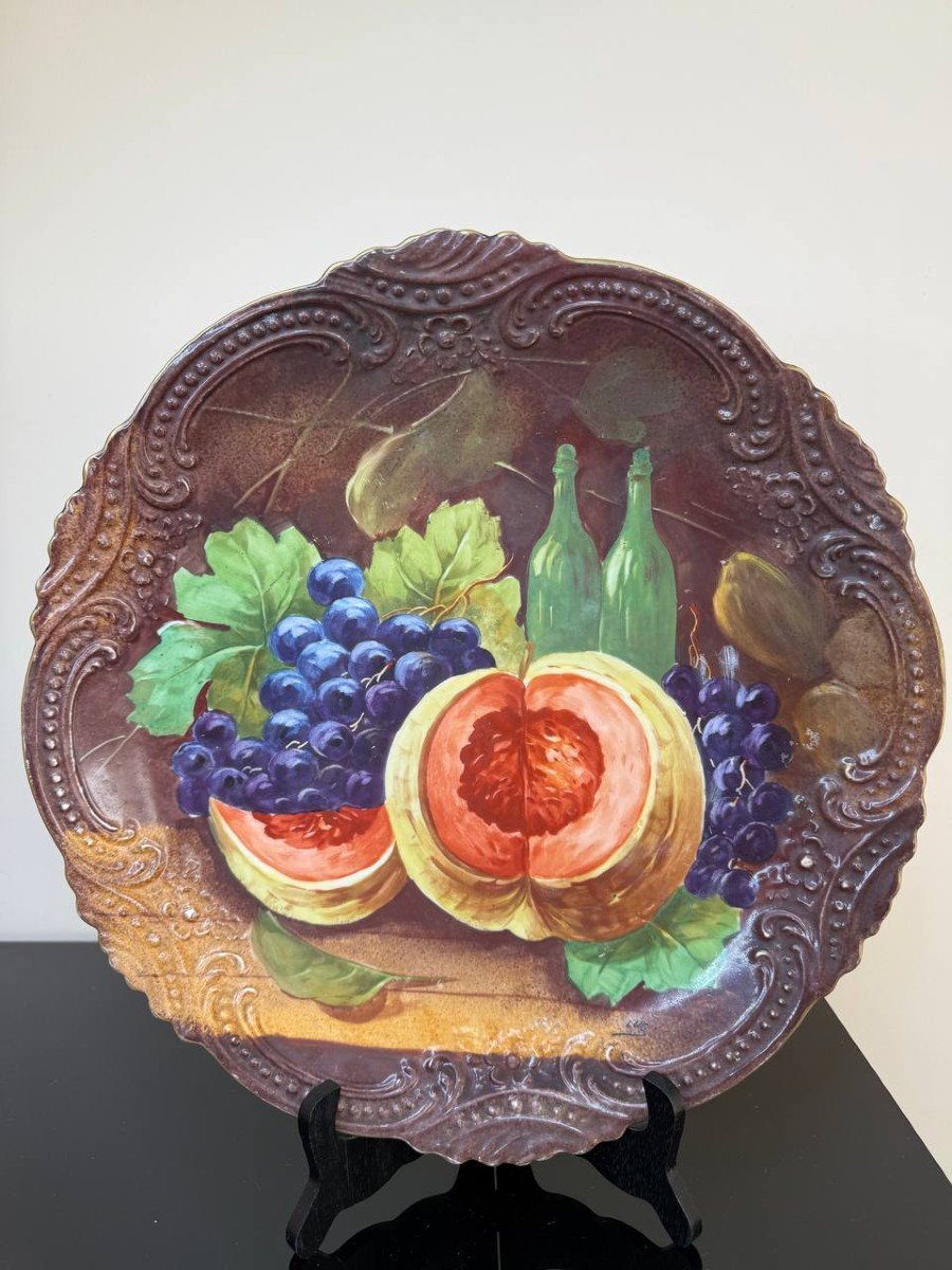 Large Porcelain Dish With Fruit Decor-photo-6