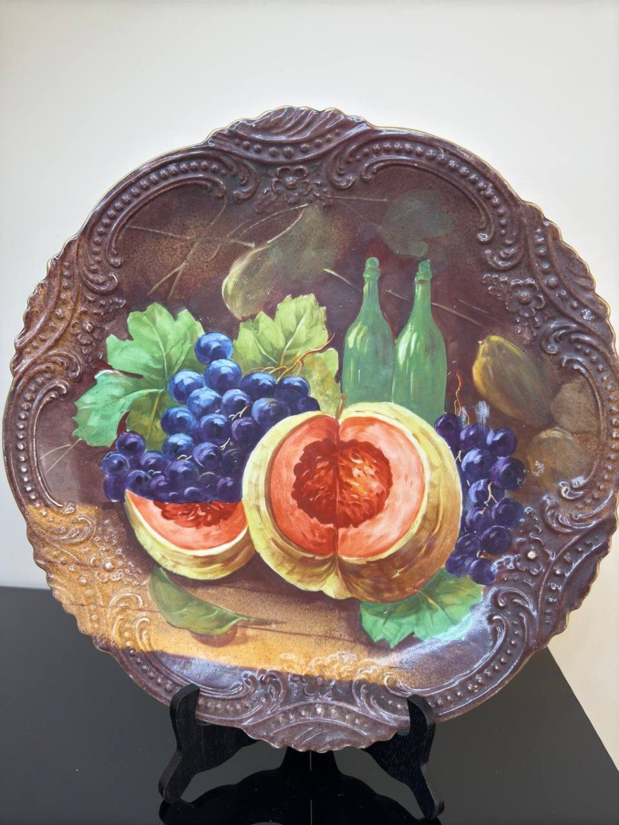 Large Porcelain Dish With Fruit Decor-photo-7