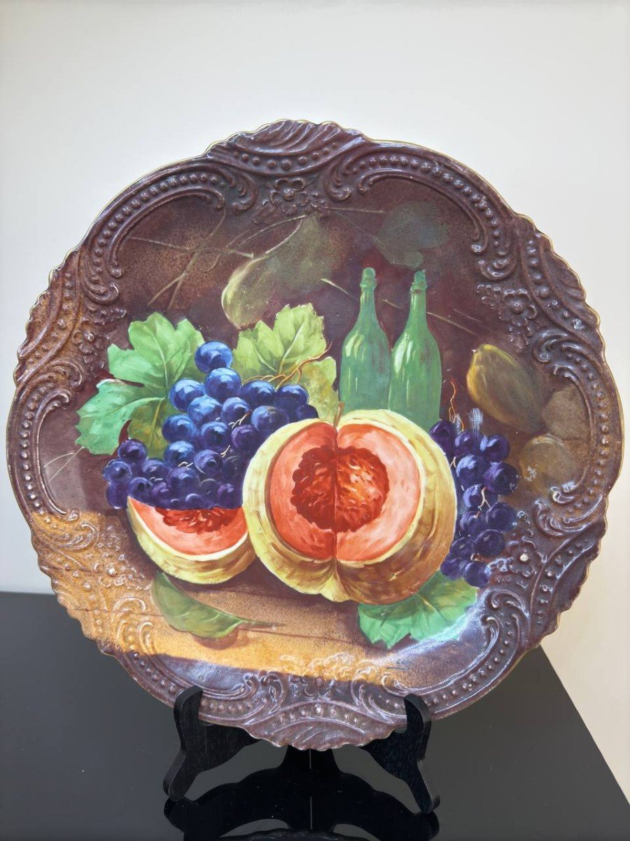 Large Porcelain Dish With Fruit Decor