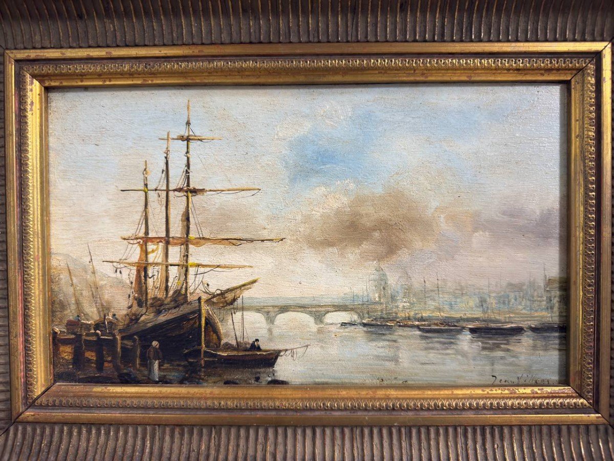 Peinture à l'Huile De La Marine Française Du 19e Siècle-photo-2