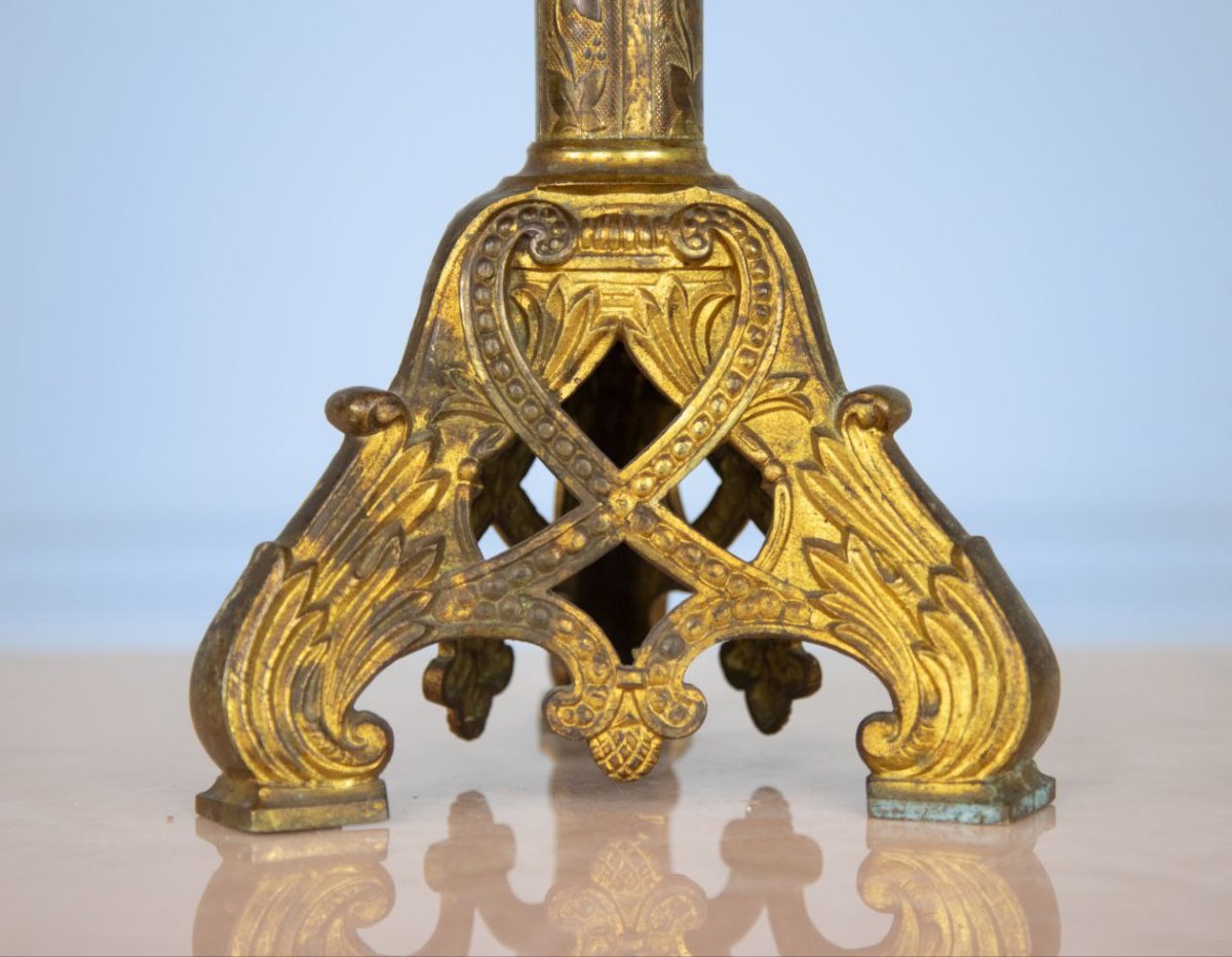 Gilt Bronze Altar Candlesticks-photo-4