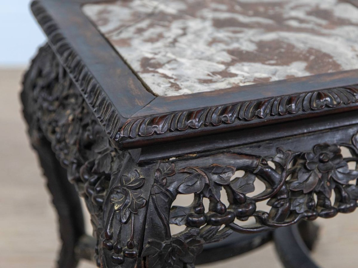 Table d'Appoint Ou Tabouret Sculpté Asiatique-photo-1