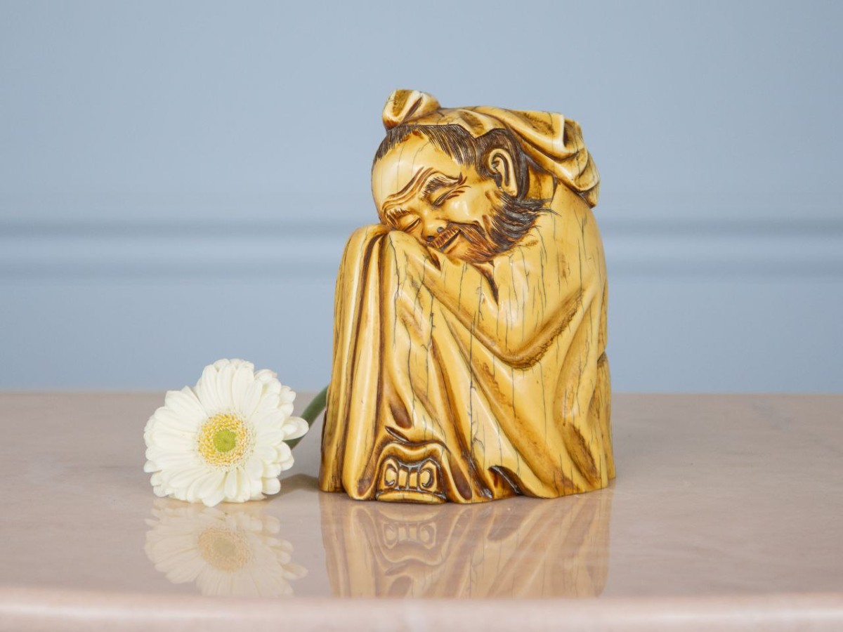 Sage Seated Sleeping Subject In Ivory Elephantidae