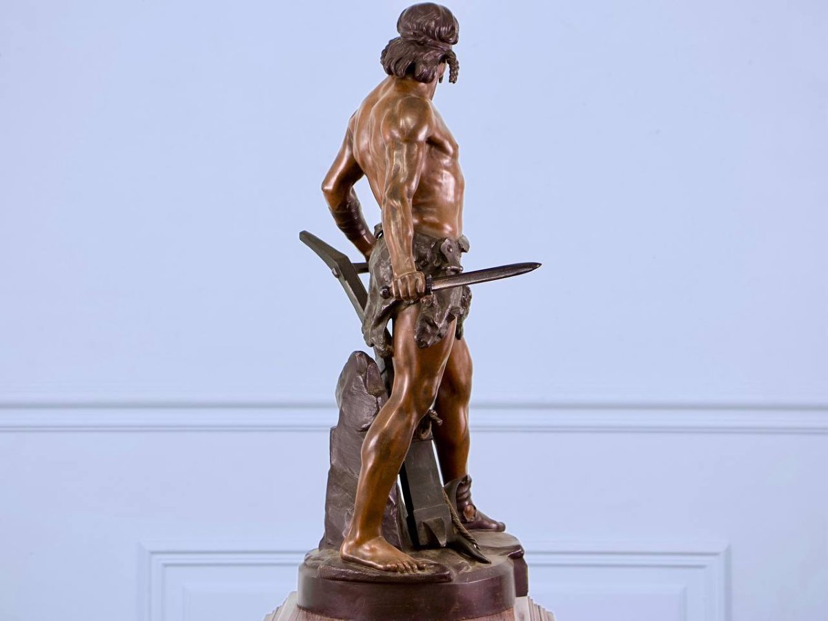 Emile-andré Boisseau (1842-1923) The Defense Of The Home, Bronze-photo-4