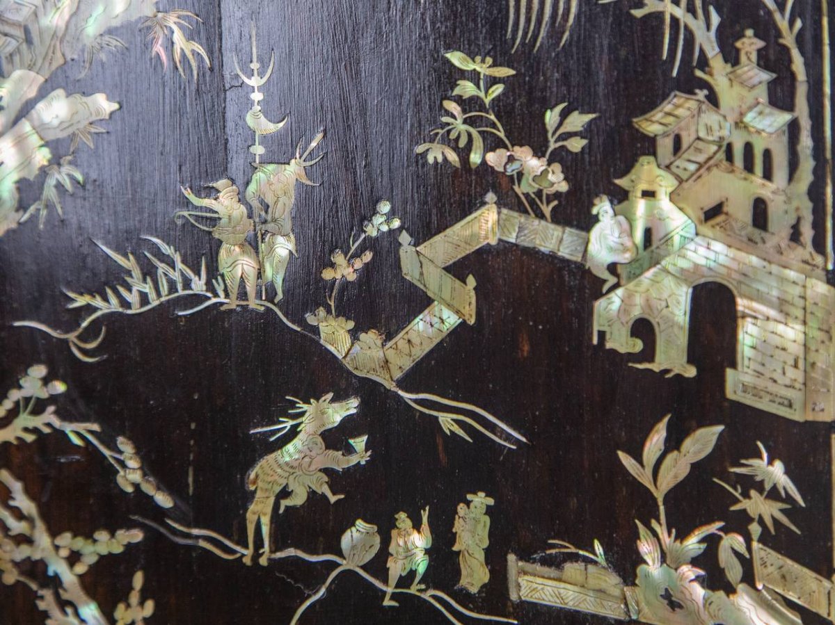Indochina Small Blackened Wooden Cabinet-photo-7