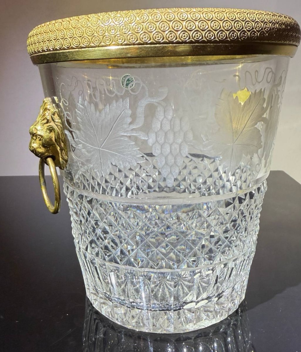 Seau à Glace En Cristal De Baccarat Monté En Bronze-photo-3
