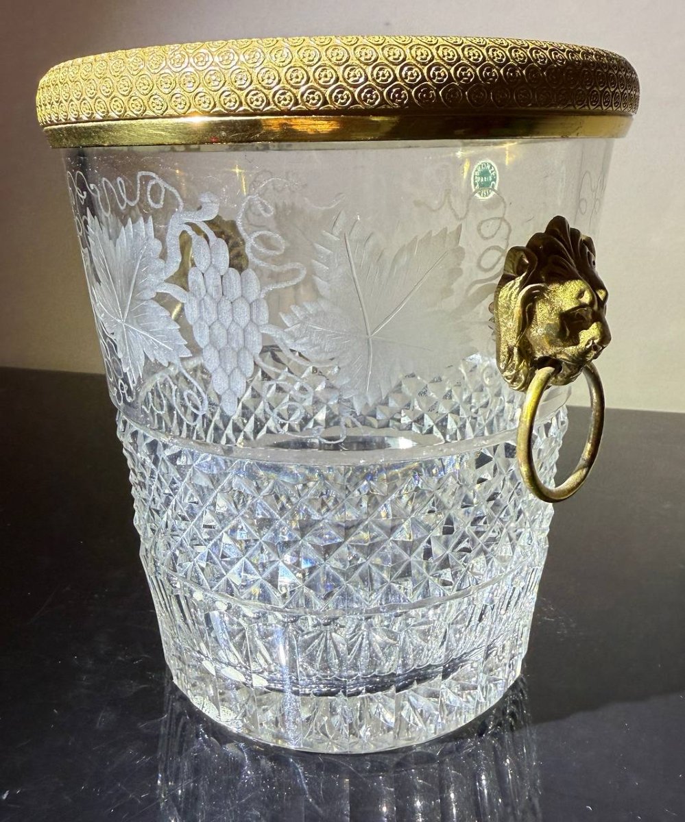 Seau à Glace En Cristal De Baccarat Monté En Bronze-photo-4