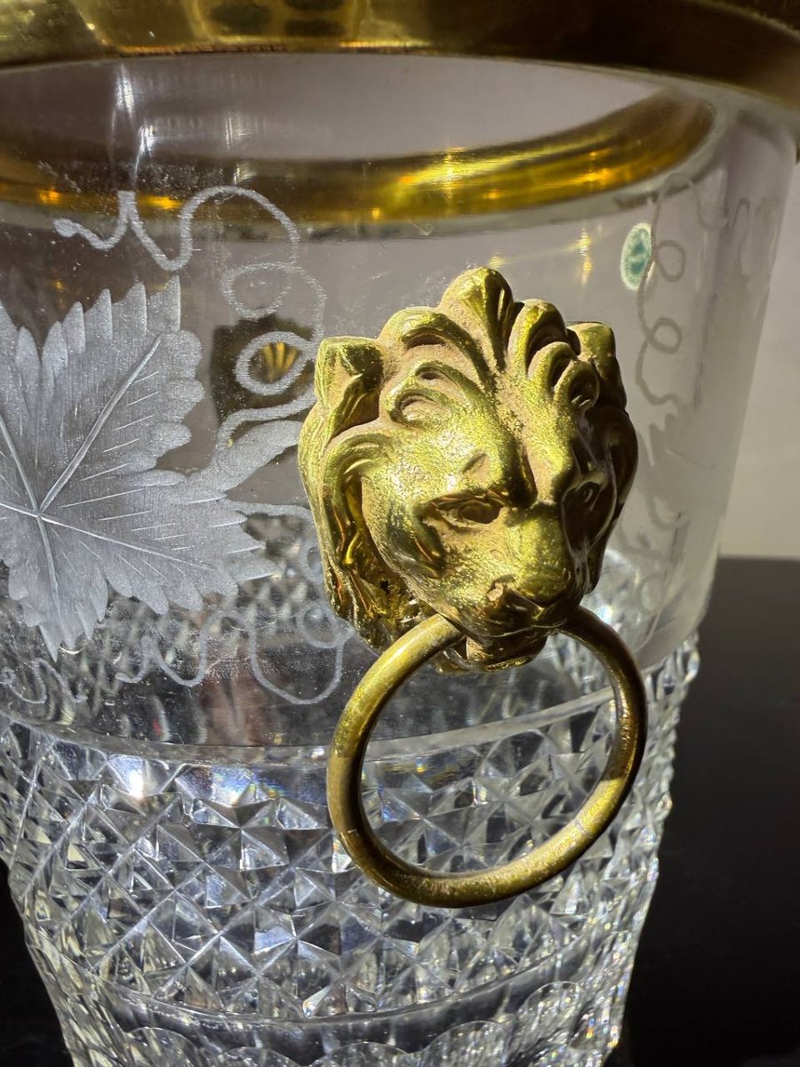 Seau à Glace En Cristal De Baccarat Monté En Bronze-photo-3