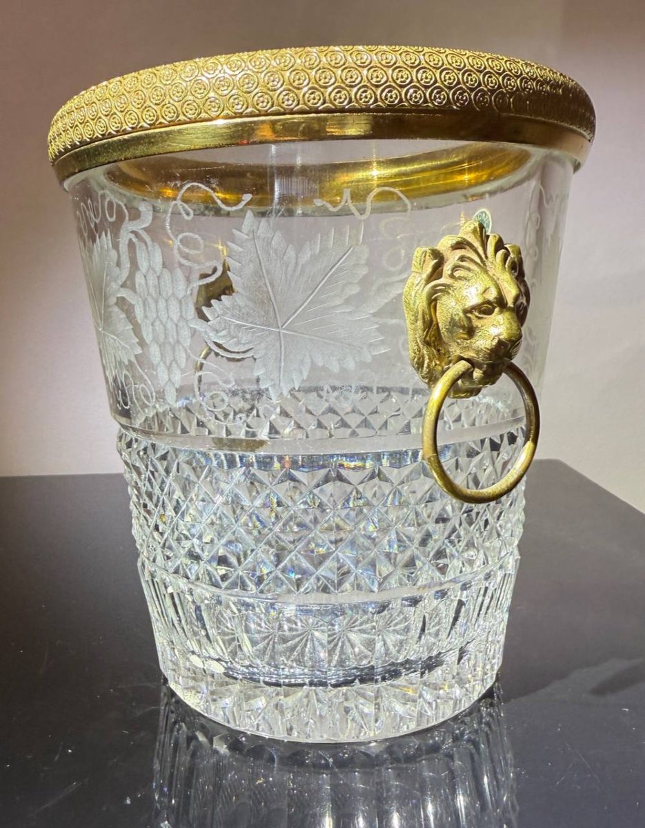 Seau à Glace En Cristal De Baccarat Monté En Bronze-photo-5