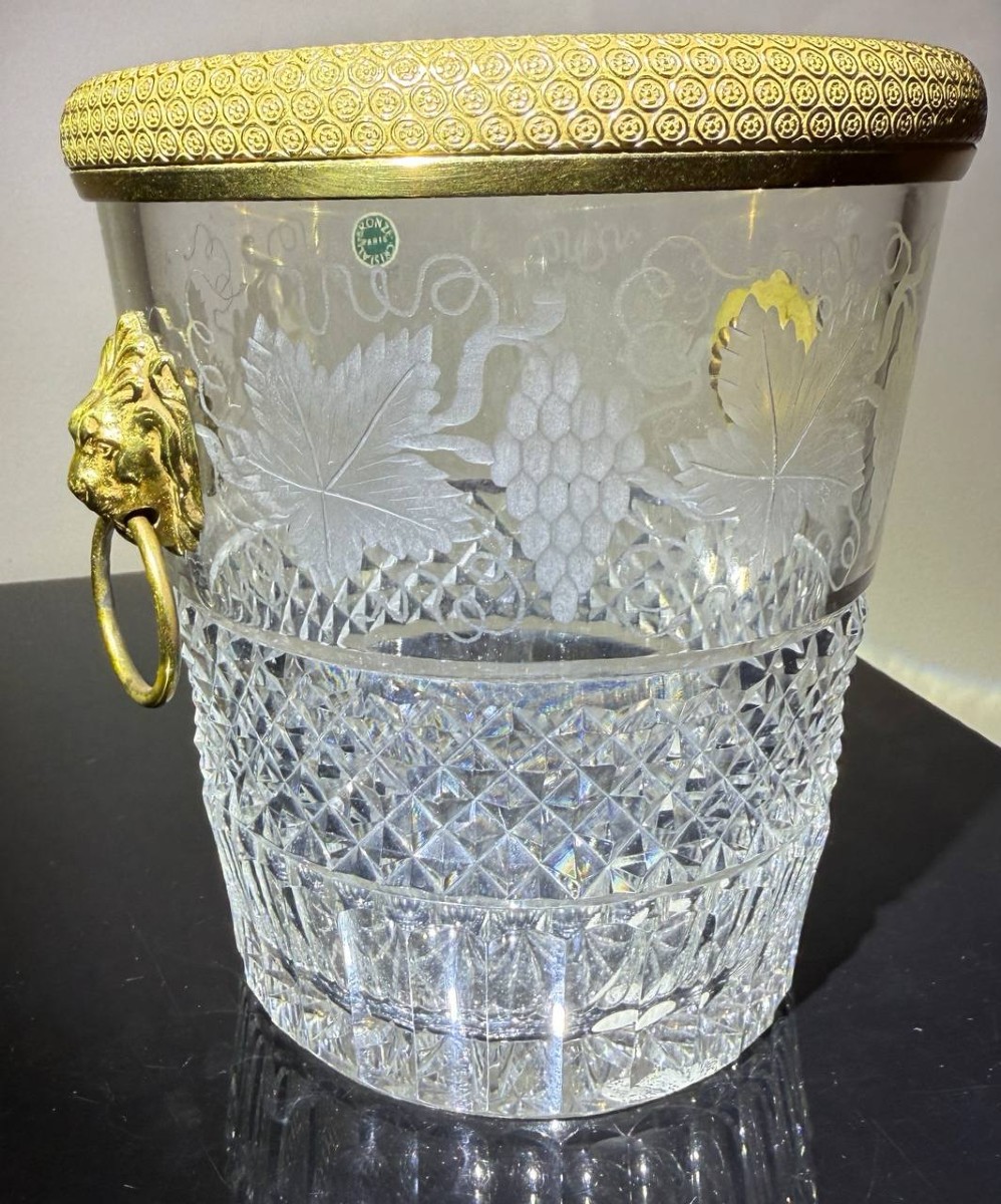 Seau à Glace En Cristal De Baccarat Monté En Bronze